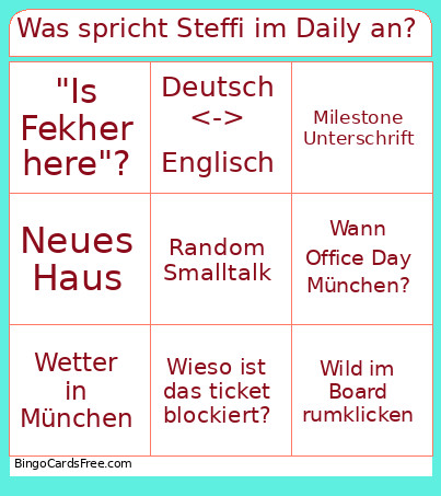 Was Spricht Steffi Im Daily An? Bingo Card