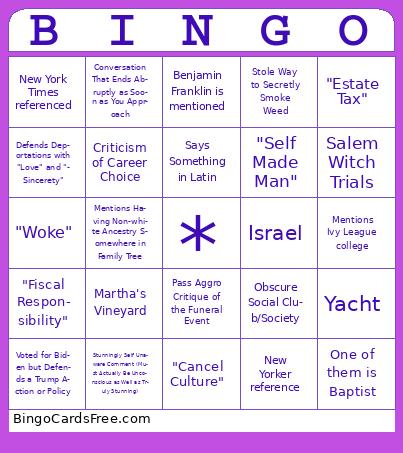 WASP Family Get-together BINGO