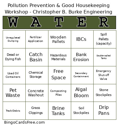 Water Bingo Card
