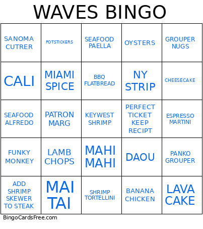WAVES Bingo Card