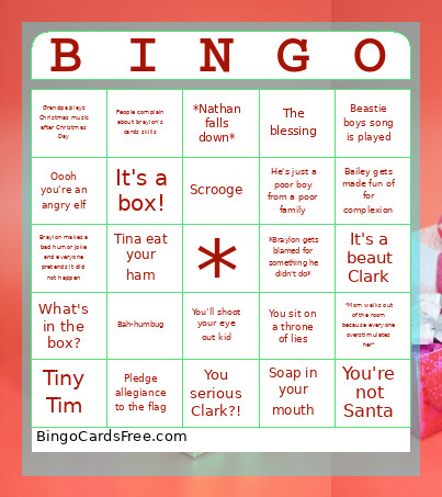 Wayne Christmas Bingo Card