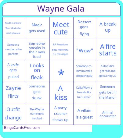 Wayne Gala Example Bingo Cards Free Pdf Printable Game, Title: Wayne Gala