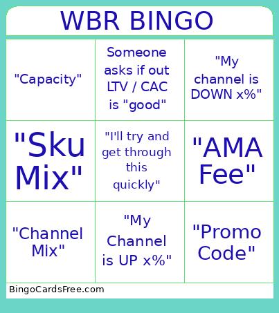 WBR Bingo Cards Free Pdf Printable Game, Title: WBR BINGO