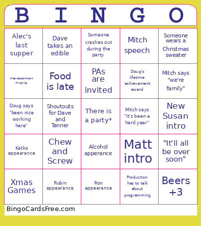 WCNY CHRISTMAS PARTY Bingo Card