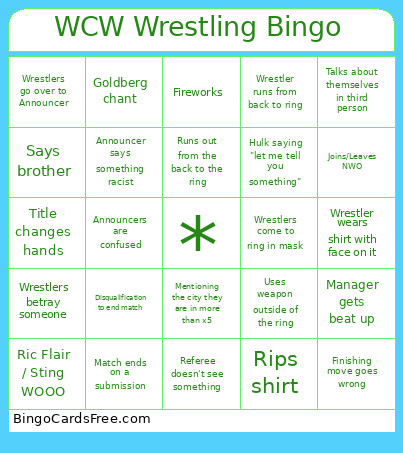 WCW Wrestling Bingo Card 4