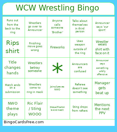 WCW Wrestling Bingo Card