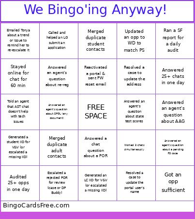We Bingo'ing Anyway!