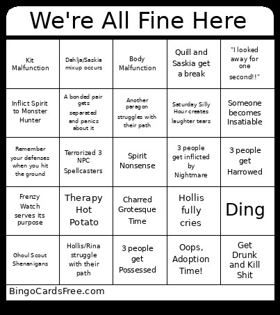 We're All Fine Here Bingo Card