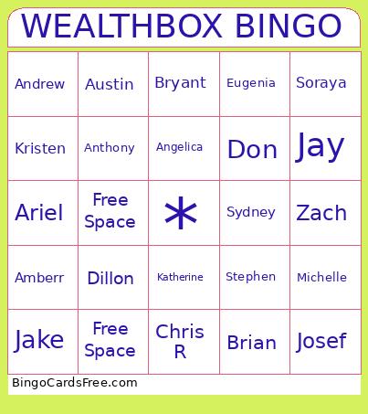 Wealthbox Bingo Card