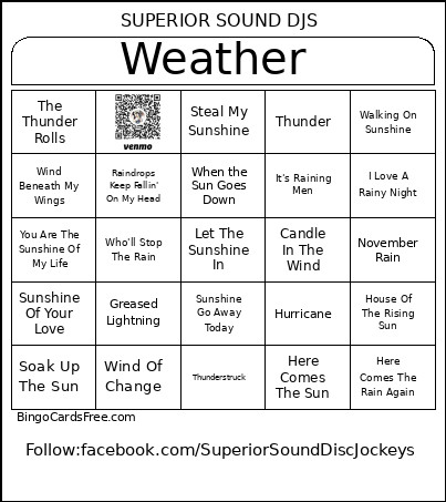 Weather Bingo Card