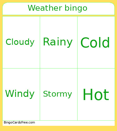Weather Bingo Card