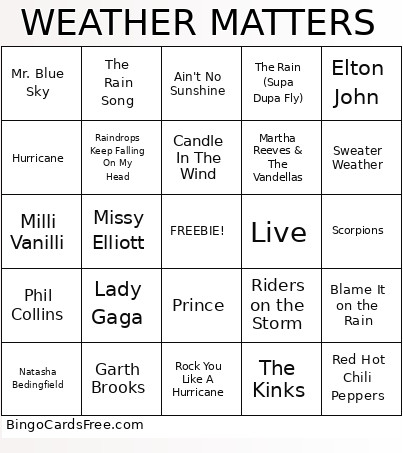 Music Bingo Cards