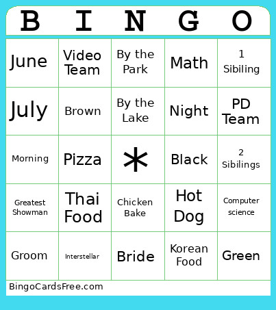 Wedding Bingo Card