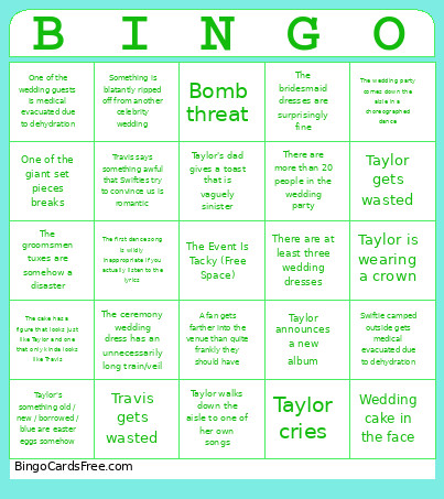 Wedding Bingo Card