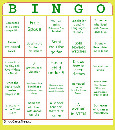 Wedding Bingo Card