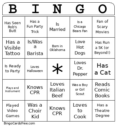 Wedding Bingo Card