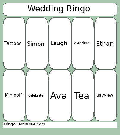 Wedding Bingo Card