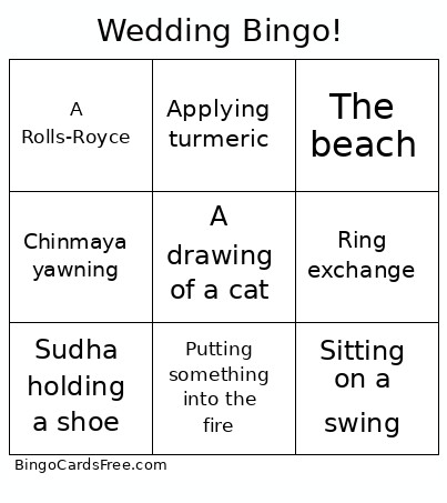 Wedding ! Bingo Card