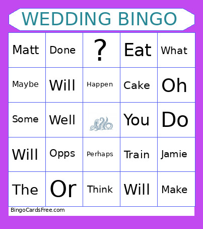 WEDDING Bingo Card