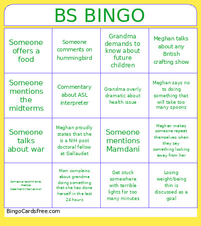 Wedding Bingo Card