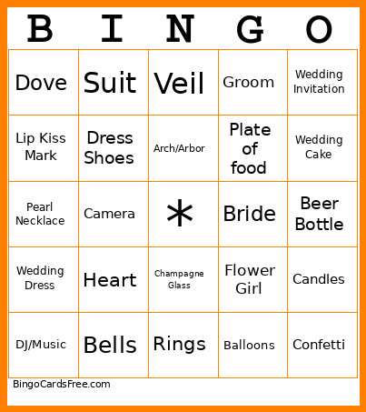Wedding Bingo Card