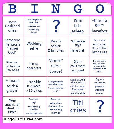 Wedding Bingo