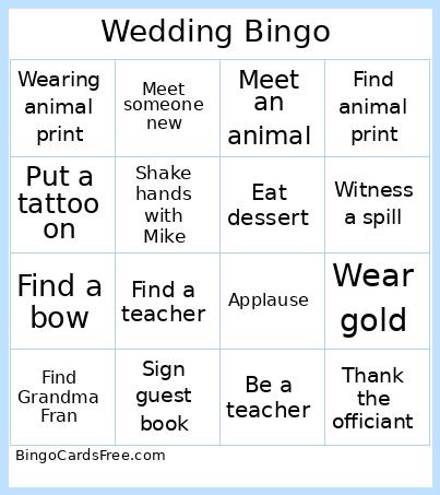 Wedding Bingo