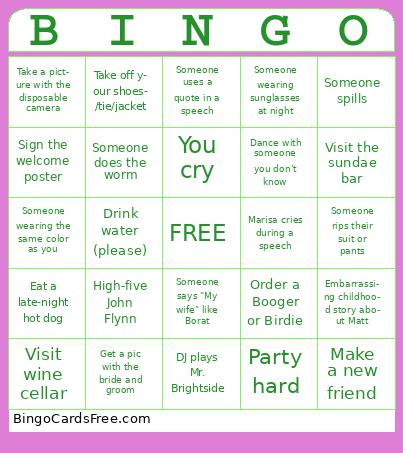 Wedding Bingo