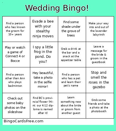 Wedding Bingo!