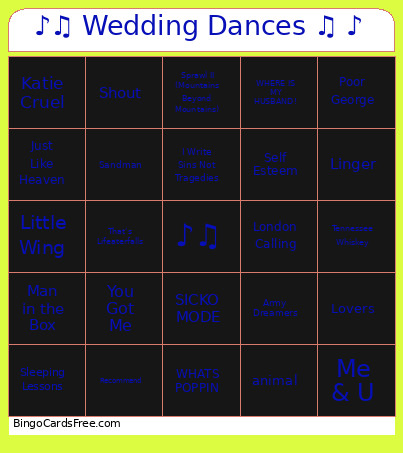 ♪♫ Wedding Dances ♫ ♪ Bingo Card