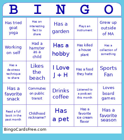 Wedding JZ Bingo Card