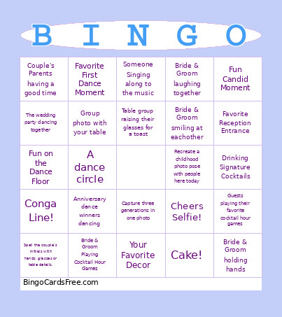 Wedding Photo Bingo Card