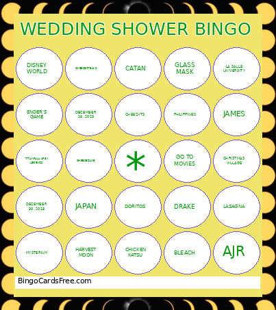 WEDDING SHOWER Bingo Card