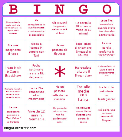 Wedding Tavolo 1 Bingo Card