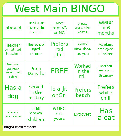 Wednesday Night Icebreaker Bingo Card