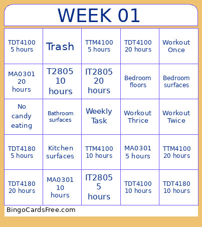 WEEK 01 Bingo Card