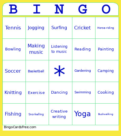 Week 4 Bingo Card