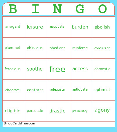 Week 5 Bingo Card