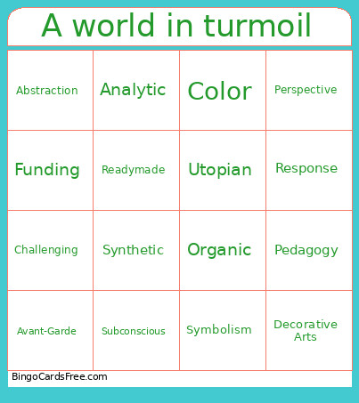 Week 5 Art History Bingo Card