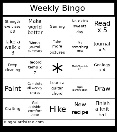 Weekly Bingo Card