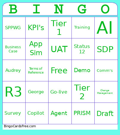 Weekly CMS Bingo Card