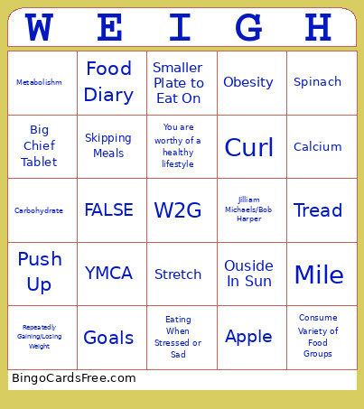 WEIGH Bingo Card