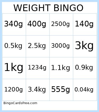 WEIGHT BINGO