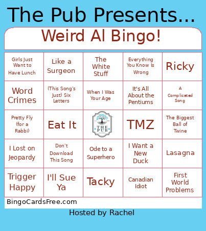Weird Al ! Bingo Card