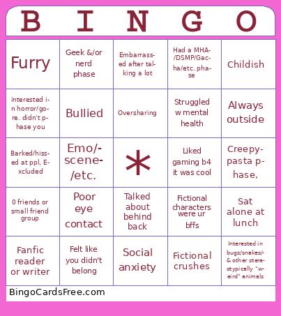 Weird kid bingo 1  Cards Free Pdf Printable Game, Title: BINGO