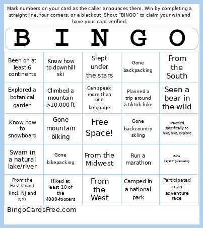 Welcome To Wilderness Medicine Bingo Card
