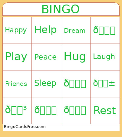 Well-being Warrior Bingo Card