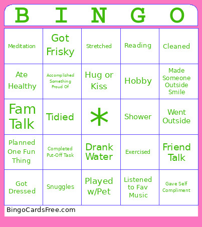 Wellness Bingo Card