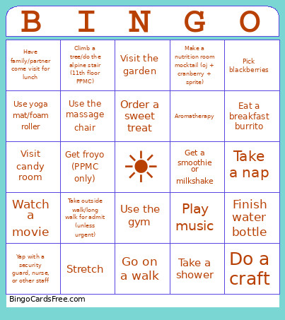 Wellness Bingo Card