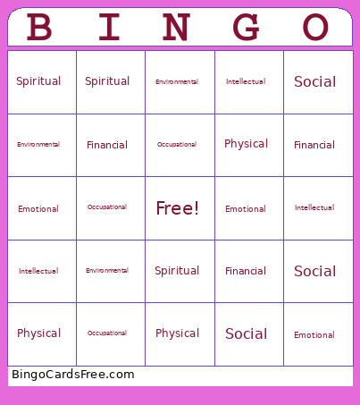 Wellness Bingo Card